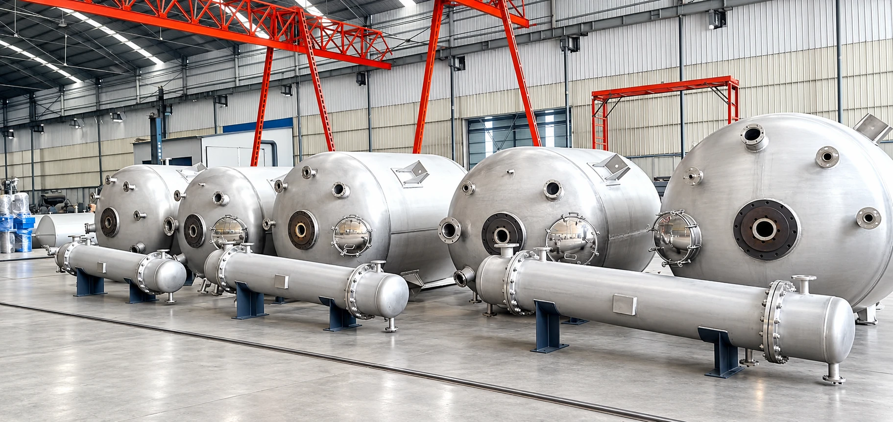 Large stainless steel pressure vessels in Tieying workshop