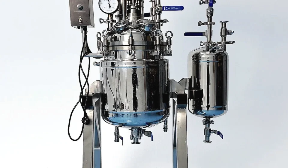 Compact stainless steel laboratory reactor for process development.